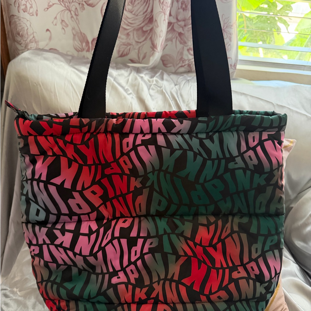 Pink Victorias Secret Multicolor Logo Tote